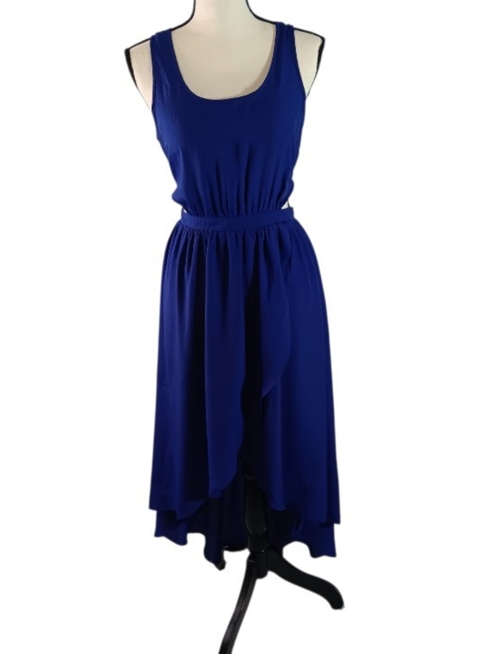 Lush Violet Sleeveless Sheer Midi High-Low Dress, Large